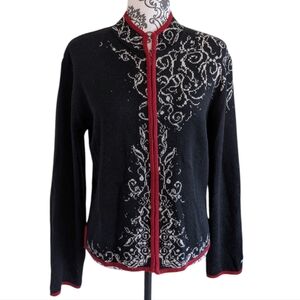 Icewear Norway Cardigan Wool Black Red White Nordic Design Vintage Women's L